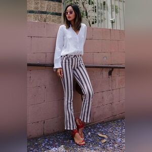 Paige red, white and charcoal blue striped jeans size 29